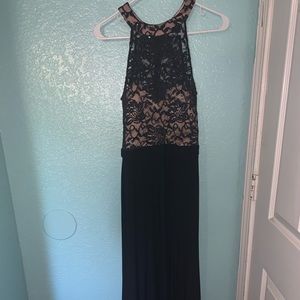 Navy blue with nude long dress